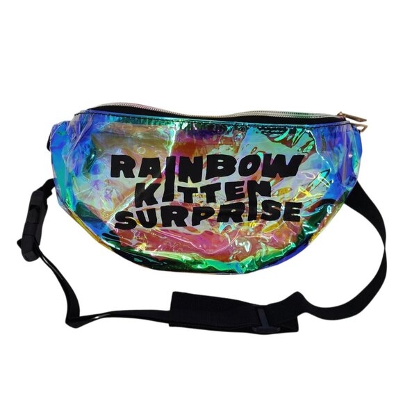 NEW Rainbow Kitten Surprise Fanny Pack Hip Bag Belt Bag Iridescent Festival - Picture 3 of 8
